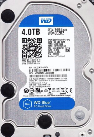   4  SATAIII WD Blue 5400rpm [WD40EZRZ] Cache 64MB