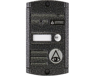 AVP-451 (PAL) Вызывная видеопанель, накладная, 4-х проводная на 1 абонента, с ИК подветкой до 0,6м, матрица  1/3, 1000 ТВл, 12В, угол обзора 75 (гор.) 55 (верт.). Рабочий диапазон t -50…+50. Габариты 110х70х20 мм.